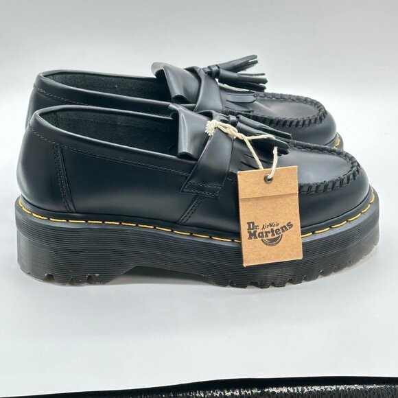 Dr. Martens Adrian Quad Black Leather Tassel Platform Loafers Women's 8 Men’s 7 - Picture 3 of 8